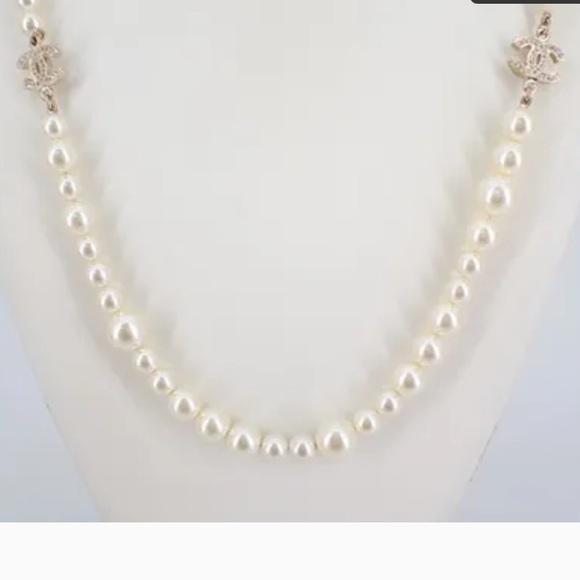 Chanel Long Strand Pearl and CC Coco Rhinestone Necklace - Picture 1 of 5